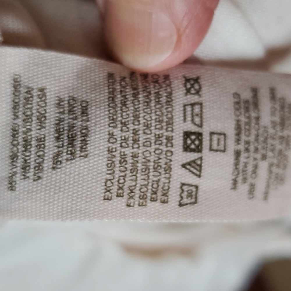 Free People creme blouse  red needlework stripe Lace inset Hi Lo Size medium NWT - Picture 8 of 14